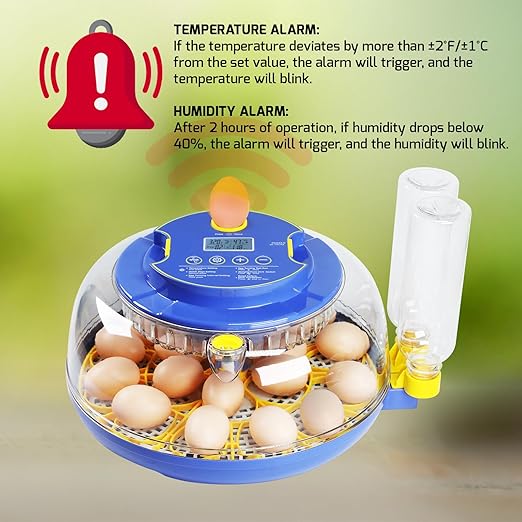 18 Egg Incubator with Automatic Egg Turning, Egg Candler, Automatic Water Bottle Refill, Eggs Incubators for Hatching Eggs Chickens Duck Quail Bird, Temp and Humidity Display