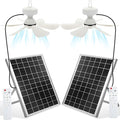 2 Set Solar Ceiling Fan Kit 25w Solar Powered Rechargeable Ceiling Fan with 3 Color Light and Remote Control, Built in 5000mah Battery, for Outdoor Chicken Coop Camping Tent