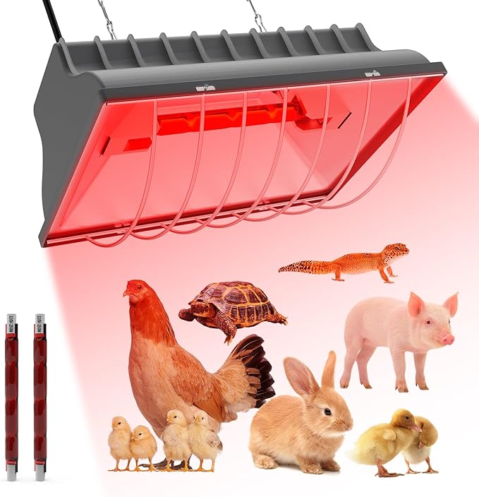 UTFEEDY Chicken Coop Heater, Aluminum Brooder Heater Lamp for 30 Chicks or Duckling, 250 Watts Heating Plate Lamp Warmer with Adjustable Temperature & 8 feet Iron Chain for Amphibians, Livestock, Pets