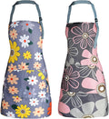 Apron for Women with Pockets, Adjustable Waterproof Floral Chef Aprons for Kitchen, Gardening, Cooking, BBQ or Baking