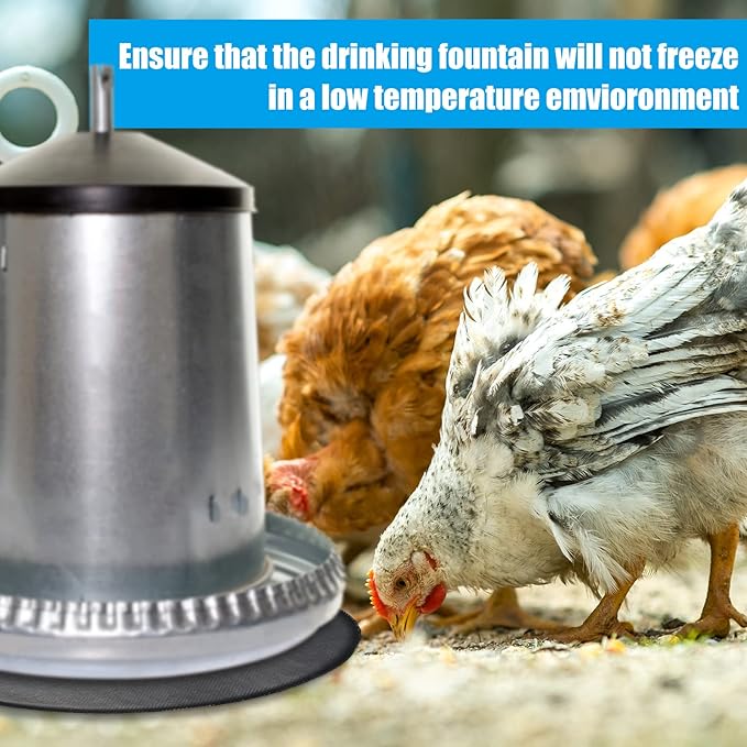 3 PCS Poultry Water Heater Base, 57W Heated Chicken Waterer, Anti Scald 7.5" Black Silicone Chicken Water Heater Pad for Winter with Plug 6.5 Feet Wire