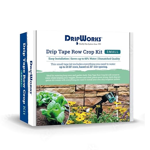 Dripworks Drip Tape Irrigation Kit for Watering Row Crops in Farms - Waters Upto 10 20' Rows | Agricultural Grade Components | Trusted Brand Since 1991