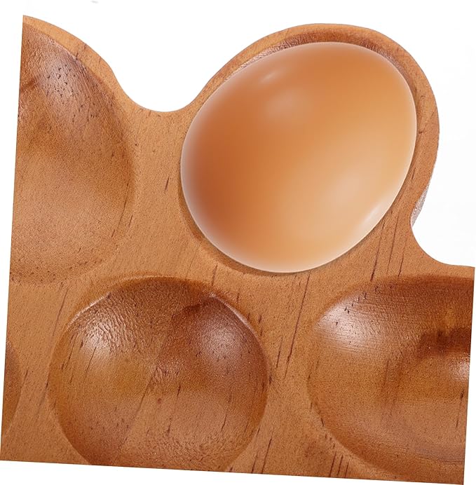 Mikinona Egg Holder Tray Rustic Wooden Serving Dish Decorative Storage Basket for Kitchen Countertop Egg Organizer