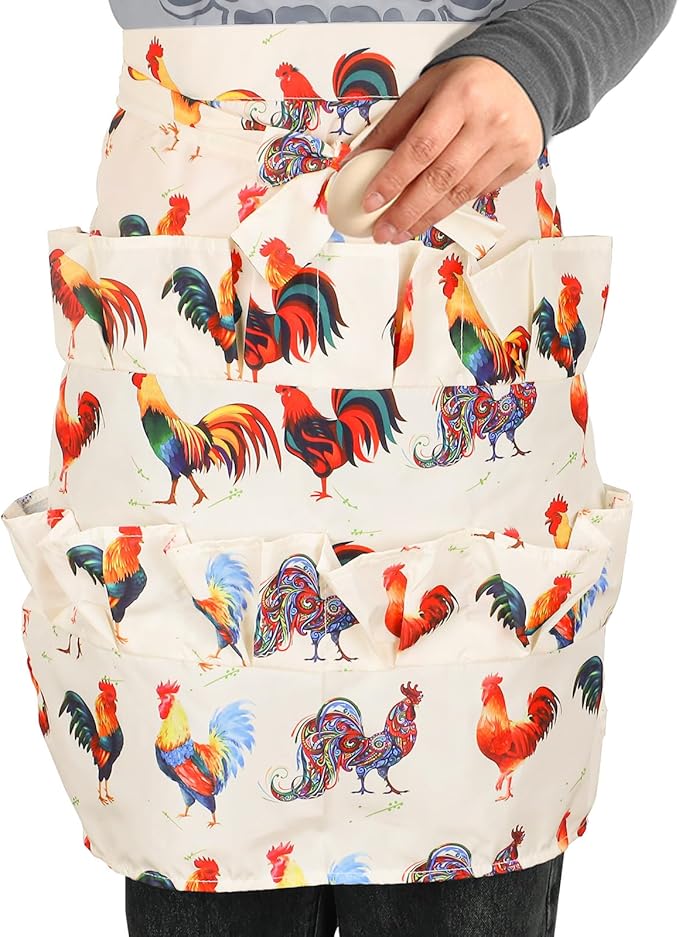 12 Deep Pockets Egg Apron, Chicken Egg Collecting Apron, Egg Holding Apron, Duck Goose Egg Gathering Apron for Housewife