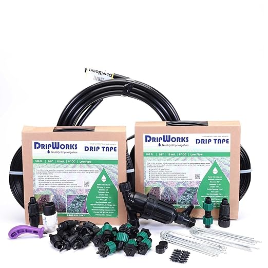Dripworks Drip Tape Irrigation Kit for Watering Row Crops in Farms - Waters Upto 10 20' Rows | Agricultural Grade Components | Trusted Brand Since 1991