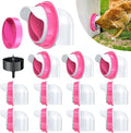 DIY Chicken Feeder No Waste 12 Ports, Poultry Feeder with 12 Covers 1 Drill Bit, Rain Proof Automatic Gravity Chicken Feeder Kits for Buckets, Barrels, Bins, Troughs (Pink)