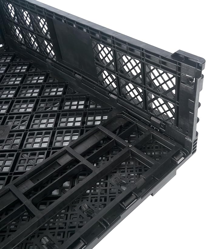 Restaurantware Plastic Milk Crates for Storage - 10 Pack - Cater Tek Stackable Storage Buns for Organizing - Collapsible Storage Basket for Groceries, Black