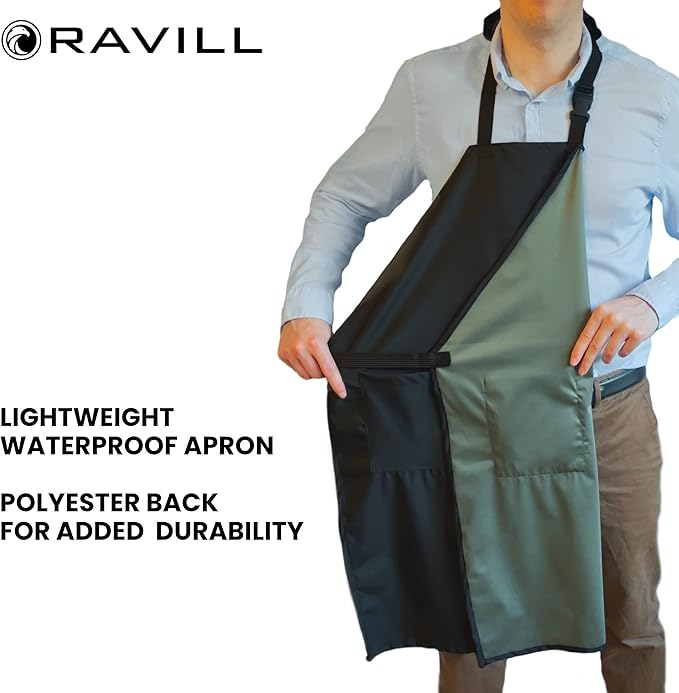 Waterproof Apron For Men and Women - 2 Pockets - 35" Long Multi Purpose Work Aprons for Dishwashing, Dog Grooming