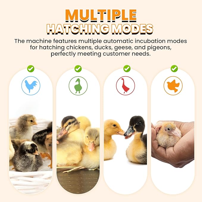 Incubators for Hatching Eggs, 24 Egg Incubator, Automatic Turning with Temperature & Humidity Control, Temp Display, for Chicken Duck Quail Goose Pigeon