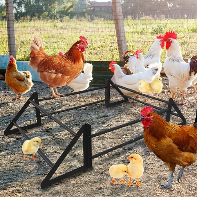 Adjustable Chicken Perch Toy for Coop - Expandable Metal Roosting Bars for Coop from 33" to 43", Durable Chicken Toys for Hens, Outdoor Chick Playground Stand