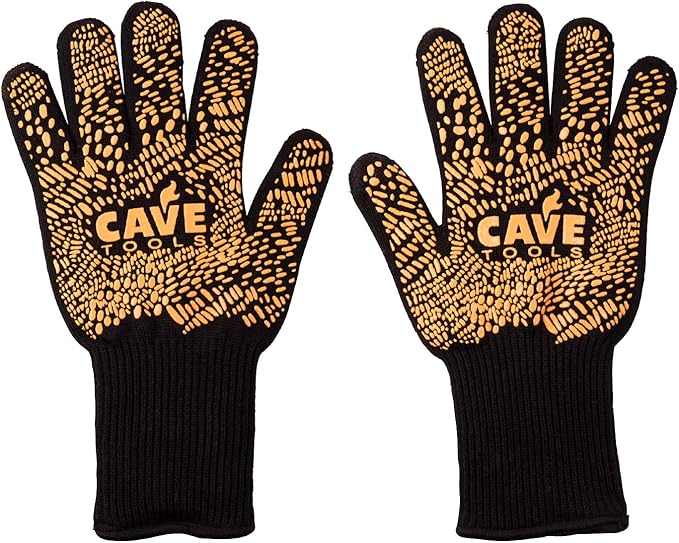 Cave Tools, Heat Resistant Grill Gloves, BBQ Gloves for Handling Hot Food on Your Grill