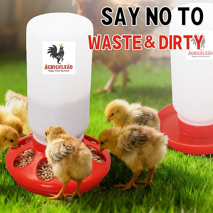 Chick Feeder and Waterer Set – Automatic 1L Chicken Feeder and Waterer for Baby Chicks, Ducks, and Quail – Brooder Starter Kit & Chicken Coop Supplies