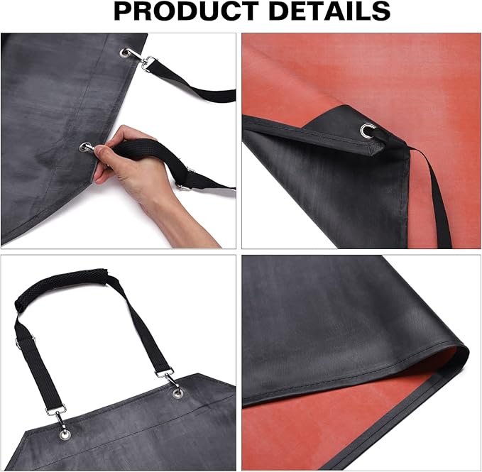 Homsolver Thick Waterproof Rubber Black Vinyl Apron for Men 39" Heavy Duty Long Chemical Resistant