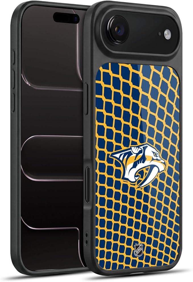 Head Case Designs Officially Licensed NHL Net Pattern Nashville Predators Gel Armor Case [Military Grade Drop Protection] Compatible with Apple iPhone 17 Air