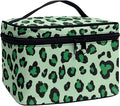 Travel Makeup Bags for Women Portable Tote Cosmetic Case with Carry Handle Toiletry Accessories Storage Organizer Bags, Leopard Green