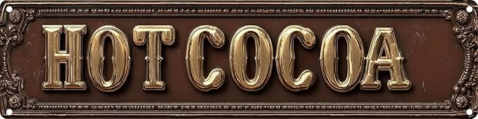 Vintage Tin Hot Cocoa Sign Retro Metal Sign Suitable For Home Street Shop Garage Bar Farm Garden - Multi-Purpose For Indoor/Outdoor Use Plaque 4x16 Inch