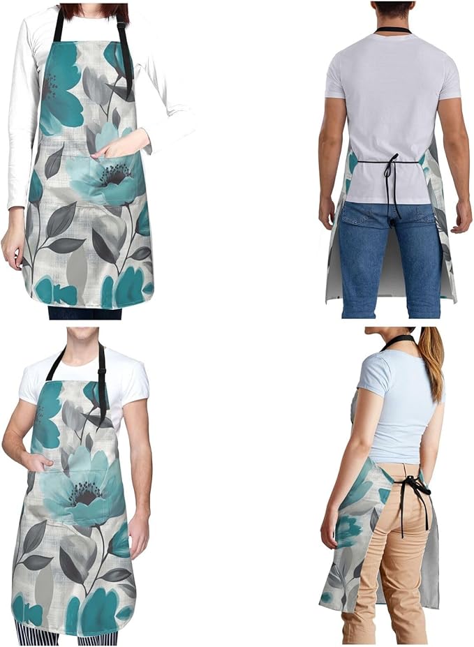 Kitchen Aprons for Men Women Waterproof Apron with 2 Pockets Whale Tail Apron Adjustable Bib Aprons
