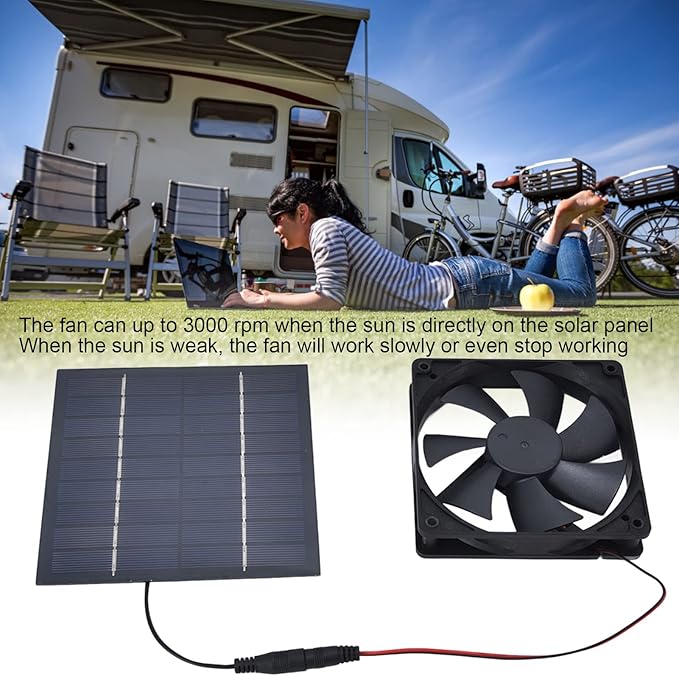Luqeeg 10W Solar Powered Exhaust Fan, Single Fan Solar Panel Kit for Chicken Coops Greenhouses, with Applicable Scope for Household, Greenhouse, Material
