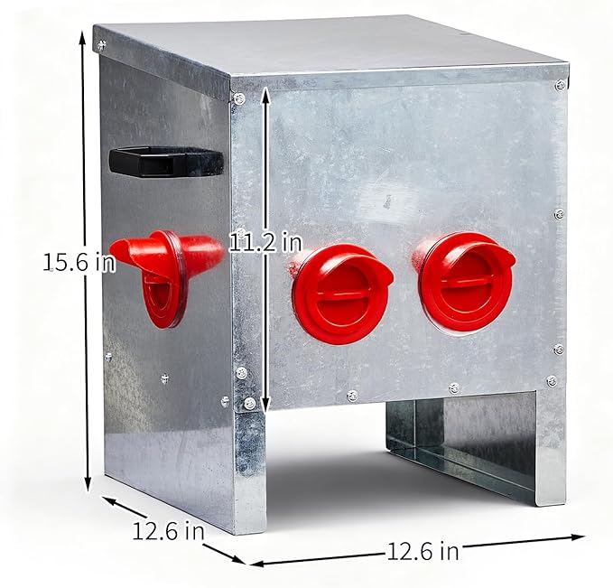Automatic Chicken Feeder No-Waste, Metal Poultry Feeder Large Capacity for Chickens, Geese, Ducks, Turkeys, Quails (4 Ports)