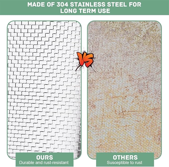 Wire Mesh Roll 13in x 6.56ft Chicken Wire Fence Durable Stainless Steel Mesh Screen Easy to Cut for DIY Project Garden Vent Cover