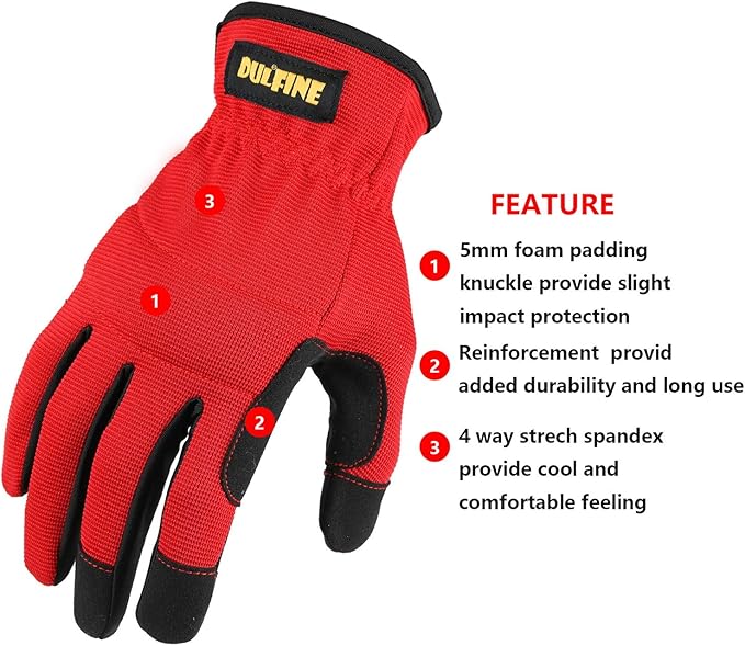 High Performance Work Gloves For Men(12 Pairs Pack), High Dexterity Touch Screen For Multipurpose,Excellent Grip (Large)