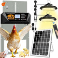 Extra Large Automatic Chicken Coop Door Solar Powered with 2 Timer Lights, 16'' x 12'' Aluminum Auto Chicken Coop Door with Timer, Remote, Anti-Pinch, Weatherproof for Chickens, Ducks