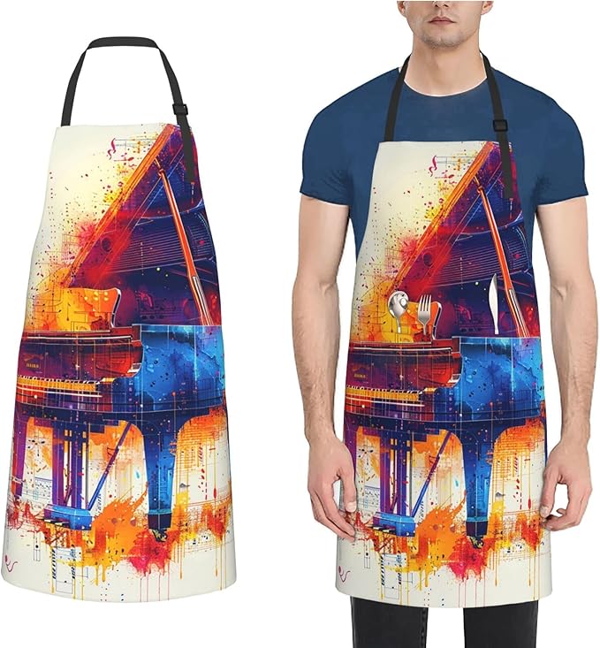 Kitchen Aprons for Men Women Waterproof Apron with 2 Pockets Cool Steampunk Gears Apron Adjustable Bib Aprons