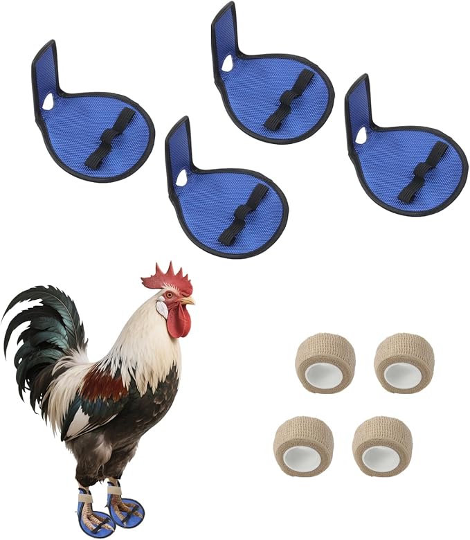 4 Pack Chicken Leg Splint with Toe Separator, Chicken Shoes for Injured Feet, Curled Toes Duck Chicken Leg Splint Poultry Leg Brace, for Chickens and Ducks and Other Poultry