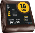 PROTARP Extra Heavy Duty 16 Mil Tarp Cover, Waterproof, UV Resistant, Rip and Tear Proof, Poly Tarpaulin with Reinforced Edges for Roof, Camping, Patio, Pool, Boat. (Brown/Black 20′ X 35′)