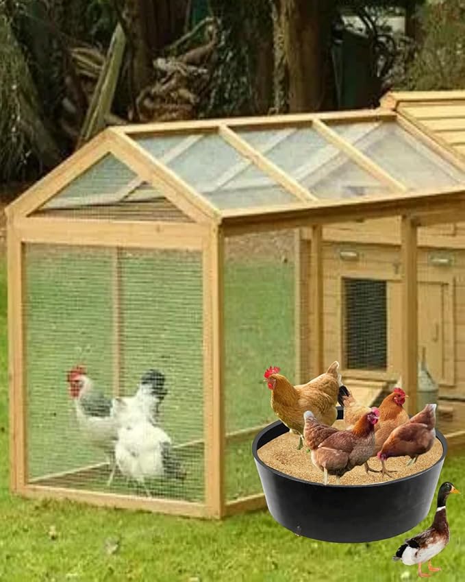 Chicken dust Bath tub,25'' D * 5.9'' H Essential Chicken coop Accessory Environmentally Friendly Thick Plastic