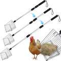 5 Inch Small Chicken Poop Scooper, Chicken Coop Litter Scoop with Adjustable Stainless Steel Handle, Multifunctional Chicken Manure Scoop with Hanging Hole for Chicken Coop and Pet Waste Cleaning