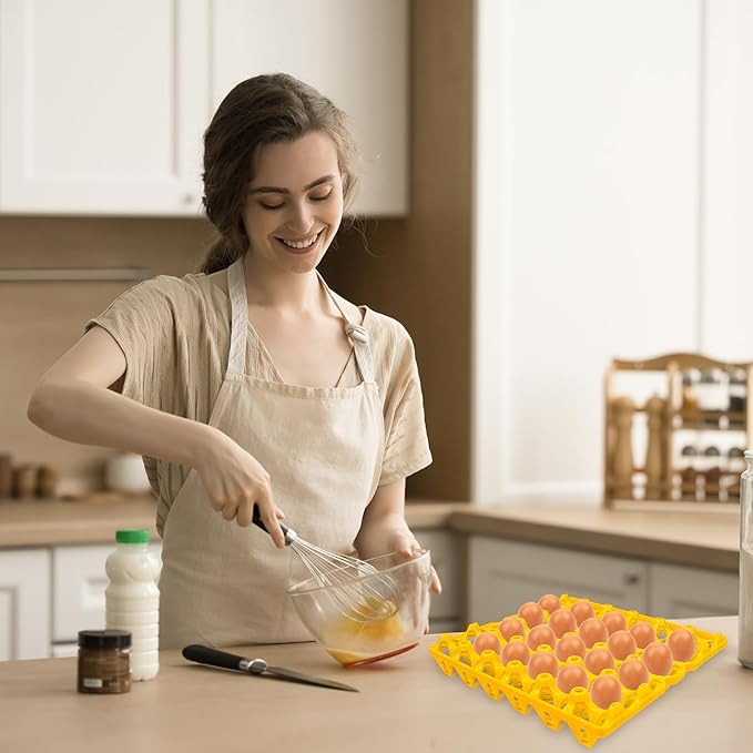 10 Pack Bulk Stackable Plastic Egg Cartons 30 Egg Capacity Egg Trays for Home Chicken Farmers Multifunctional Egg Crates Ideal for Storing Shipping Fresh Eggs, Available in 5 Assorted Colors