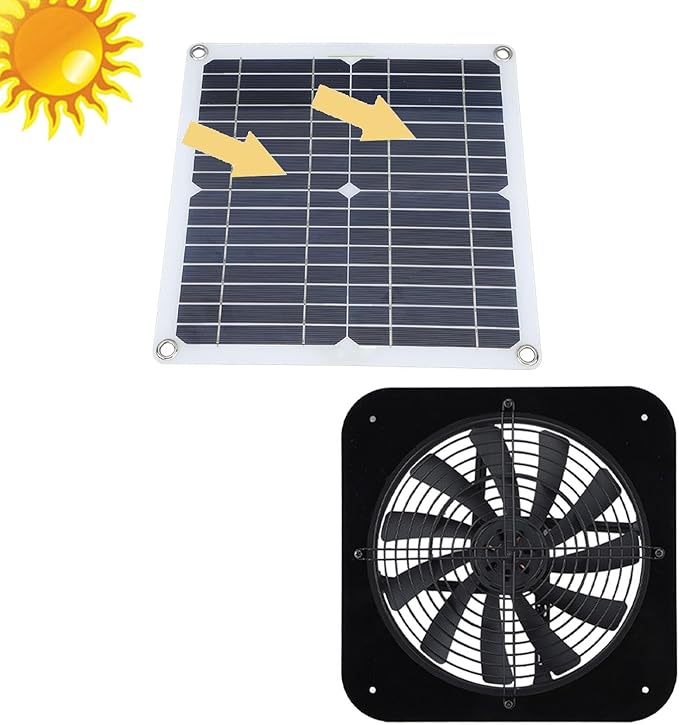 100W 18V Solar Panel Exhaust Fan 13.5 Inch Solar Powered Ventilator for Attic RV Greenhouse Pet House Chicken Coop Suitable for Indoor Outdoor Use