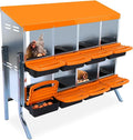 Chicken Nesting Box, 2-Tier Chicken Laying Boxes for Hens, 10 Hole Nesting Boxes for Chickens, Roll Away Nest Box for Laying Eggs, Roll Out, Easy Egg Collection (Orange, 8-Holes with Legs)