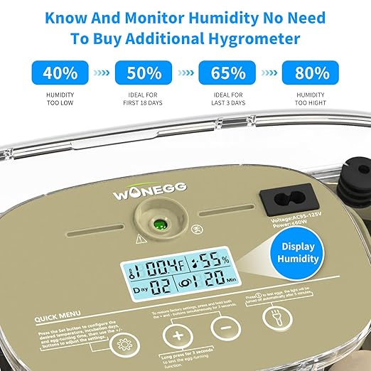 Incubator for Hatching Eggs,Automatic Turning,Temperature and Humidity Control Display, 360° Viewing for Chicken, Duck, Quail Eggs, Perfect for Farm, Classroom, Home Use,24 Egg Incubators
