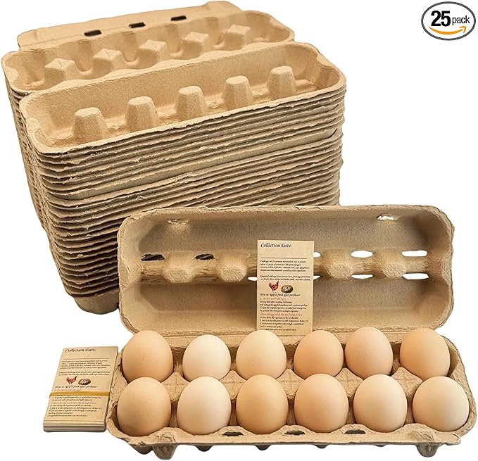 Egg Cartons,Natural Paper Pulp Eggs Carton, Empty Egg Crates Perfect for Custom Branding, Convenient Stacking & Easy Transport, 12 Count, 25 Packs