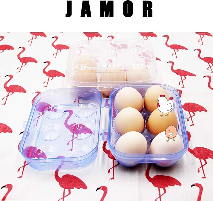 JAMOR 6 Grid Egg Storage Box Refrigerator Crisper Egg Protection Box Portable Egg Carriage Container For Camping Picnic Essential (Blue)