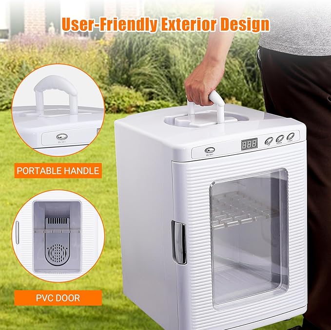 25 L Laboratory Incubator, Portable Reptile Science Laboratory Incubator, Digital Temperature Controlled 10°C-60°C (72°F to 140°F), Reptile Egg Incubator with AC&DC Power for Small Reptiles White