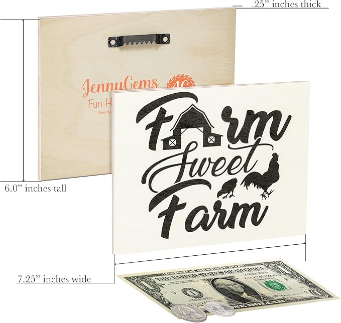 JennyGems Farm Sweet Farm Wooden Sign, Barn Gifts, Chicken Decor, Farmhouse Decorations Wall Hanging, Made in USA