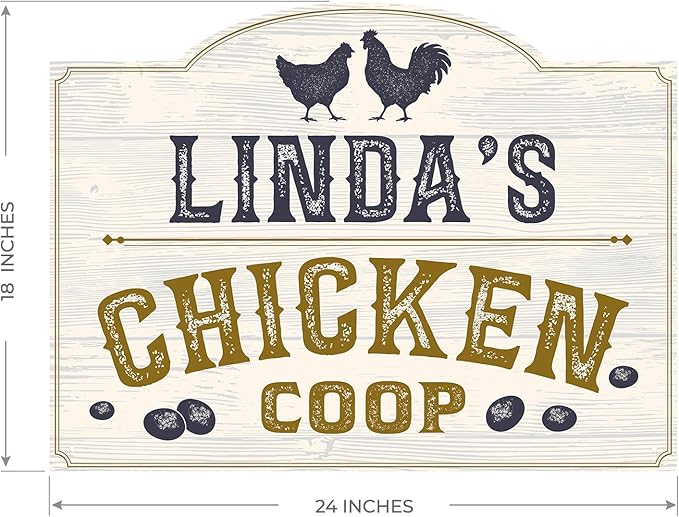 Custom Chicken Coop Sign, Personalized Name for Farm, for and Backyard Décor Sign, 18x24 Inches, Rust Free .063 Aluminum, Fade Resistant, Made in USA by Sigo Signs