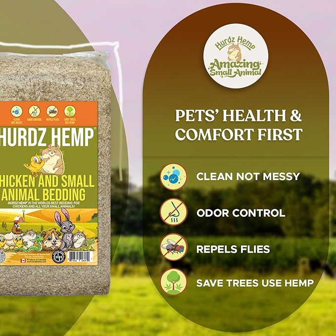 Hemp Bedding for Chickens - Made from 100% Natural Hemp - Superior Absorption & Odor Control- Eco-Friendly Hemp Bedding for Chickens - Easy Maintenance Hemp Bedding for Small Animals
