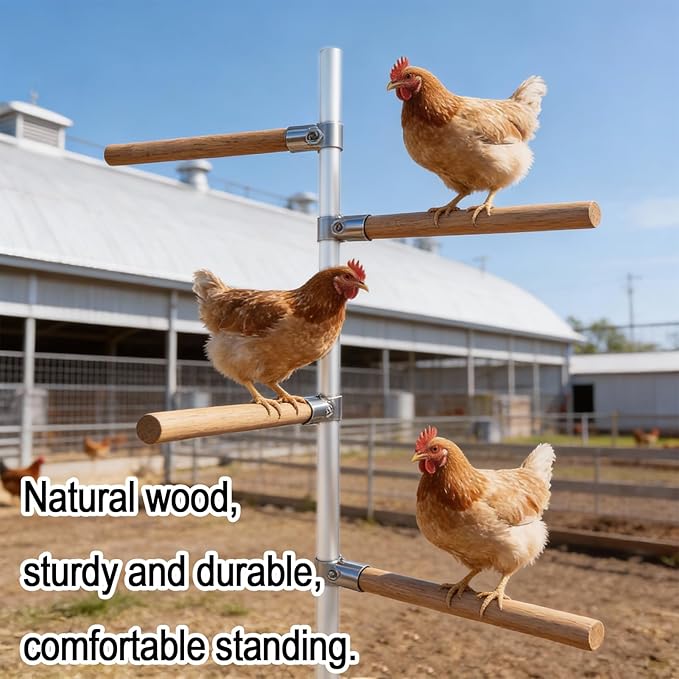 4pack Chicken Roosting Bars with Conectors, Adjustable & Replaceable Wood Bar (13" L)