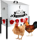 95LB Large Automatic Chicken Feeder Galvanized Metal Chicken Feeders with 10 Feeding Ports No Waste Outdoor Poultry Feeder with Adjustable Height Legs and Locking Lid for Chickens and Ducks