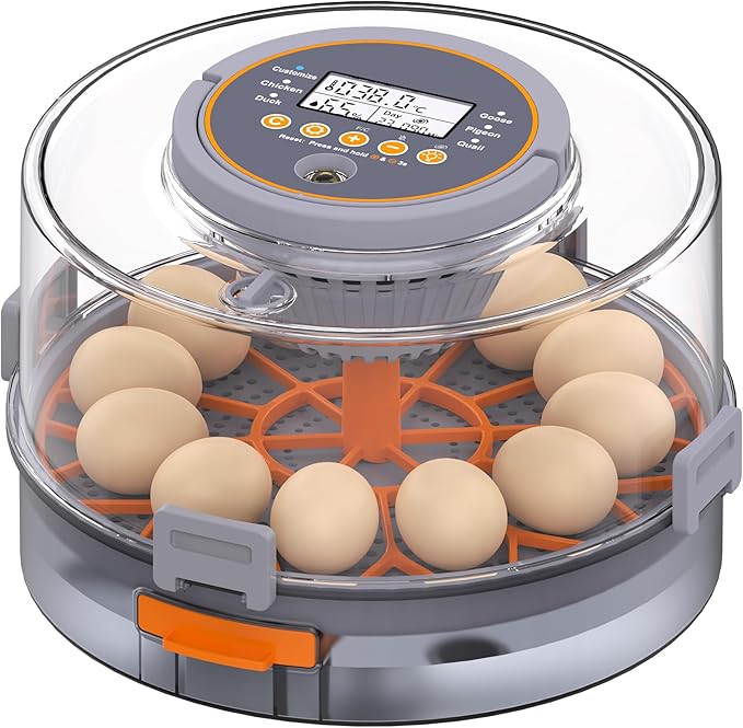 12 Incubators for Hatching Eggs, Egg Incubator with Automatic Egg Turning and Humidity Control, Intelligent Egg Incubator with Automatic Temp. Adjustment