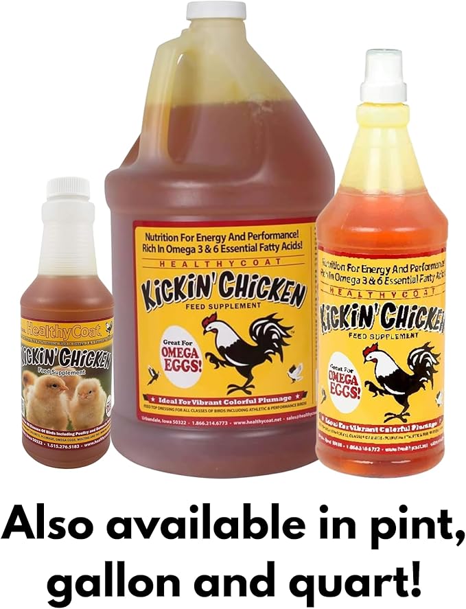 Healthy Coat Kickin' Chicken Feed Supplement: 2.5 Gallon. Plumage, Skin, Molting, Egg, Immune System, Energy