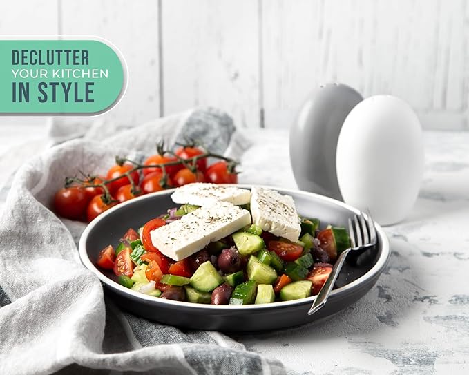 Comfify Salt & Pepper Shakers – White & Grey Ceramic – Contemporary Kitchen Decor