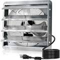 Hiorucet 18 Inch Shutter Exhaust Fan with 1.8m Power Cord, 2500CFM High Speed Low Noise Aluminum Louvered Exhaust Fan Wall Mounted for Greenhouse, Garage, Shop, Attics, Chicken Coop Ventilation Fan.