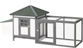 PawHut 77" Wooden Chicken Coop with Nesting Box, Cute Outdoor Hen House with Removable Tray, Ramp Run, for Garden Backyard, Gray