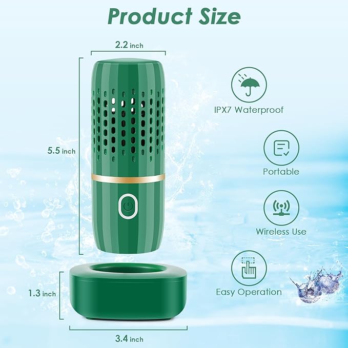 Cudinham Fruit and Vegetable Purifier Cleaner Washing Machine Capsule Shape Disinfection OH-ion Purification Technology for Cleaning Grains Rice Meat Seafood, Green