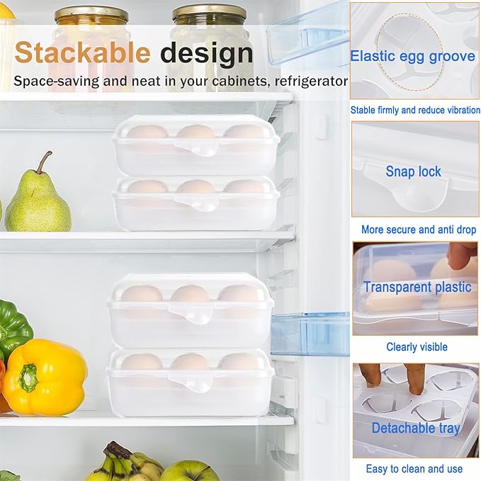 1PCS Camping Egg Holder with 6 Count Plastic Egg Container for Camping, Picnic, Travel, Outdoor Cooking, Refrigerator Storage and Kitchen